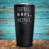 Football Naps Netflix Coated Drinkware