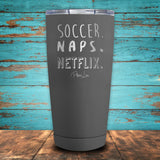 Soccer Naps Netflix Coated Drinkware