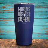 World's Okayest Girlfriend Coated Drinkware