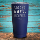Soccer Naps Netflix Coated Drinkware