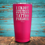 I Enjoy Long Walks to the Tattoo Parlour Coated Drinkware