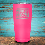 World's Okayest Teacher Coated Drinkware