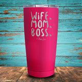 Wife Mom Boss Coated Drinkware