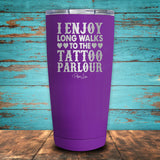 I Enjoy Long Walks to the Tattoo Parlour Coated Drinkware