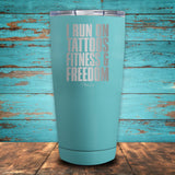 I Run On Tattoos Fitness & Freedom Coated Drinkware