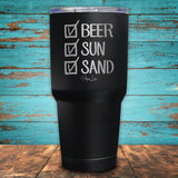 Beer, Sun, Sand Checklist Coated Drinkware