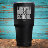 I Survived Nursing School Coated Drinkware