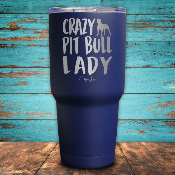 Crazy Pit Bull Lady Coated Drinkware