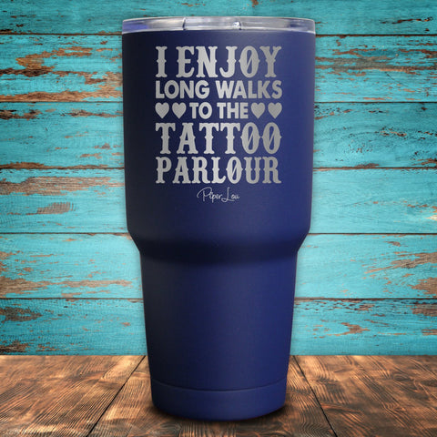 I Enjoy Long Walks to the Tattoo Parlour Coated Drinkware