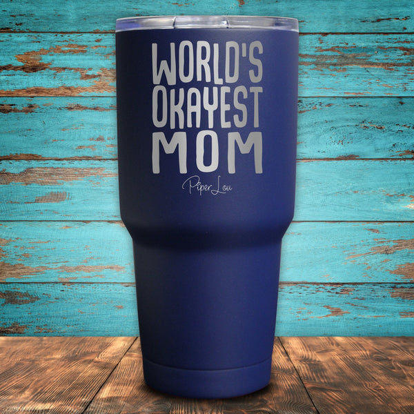 World's Okayest Mom Coated Drinkware
