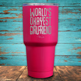 World's Okayest Girlfriend Coated Drinkware