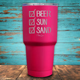 Beer, Sun, Sand Checklist Coated Drinkware