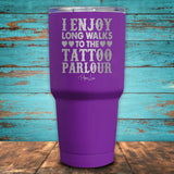I Enjoy Long Walks to the Tattoo Parlour Coated Drinkware