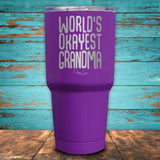 World's Okayest Grandma Coated Drinkware