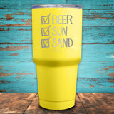 Beer, Sun, Sand Checklist Coated Drinkware