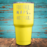 Football Naps Netflix Coated Drinkware